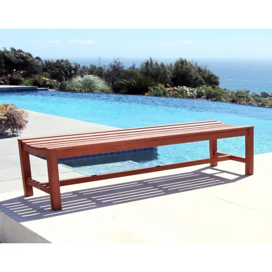 Outdoor Living and Style 59" Brown Natural Wood Finish Outdoor Furniture Patio Backless Bench {5}
