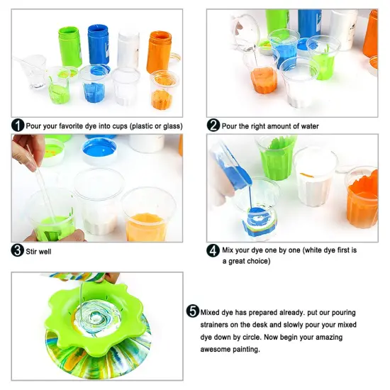 Acrylic Pouring Strainers, Angela&Alex 5 PCS Flow Painting Tools Christmas DIY Kits Drawing Sets Flower Strainers Plastic Silicone Drain Basket Unique Pattern Train Art Supplies {5}