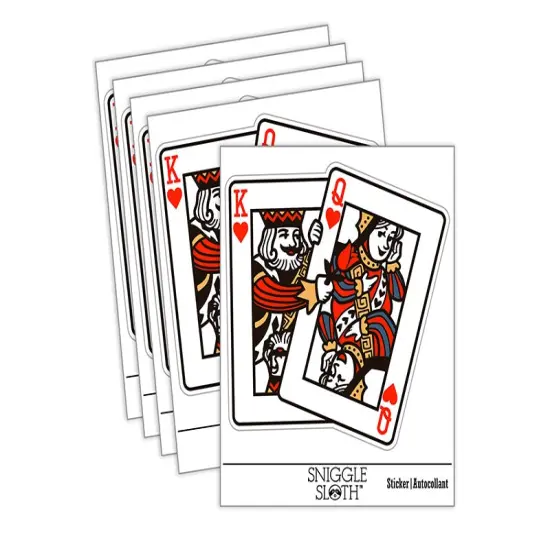 King and Queen of Hearts Playing Cards Waterproof Vinyl Phone Tablet Laptop Water Bottle Sticker Set - 5 Pack {2}