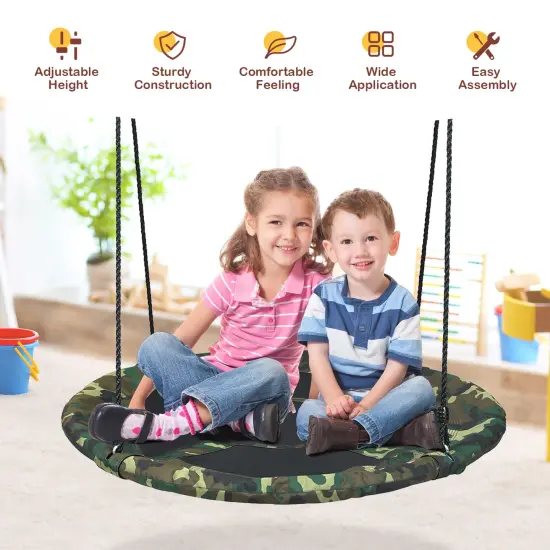 40 Inch Flying Saucer Tree Swing Outdoor Play Set with Adjustable Ropes Gift for Kids {3}