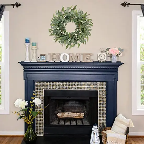 20 inches Artificial Eucalyptus Wreath for Front Door Fall Wreath Green Leaf Wreath for Window Wedding Decor Home Porch Farmhouse Patio Garden Decor {4}