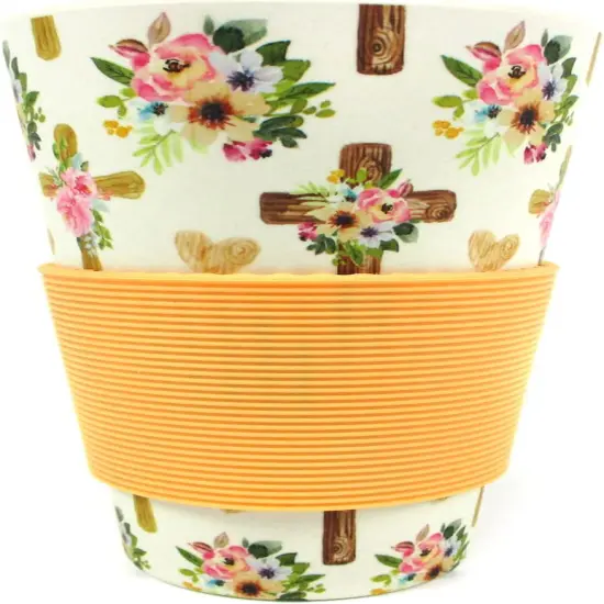 TINYMILLS Religious Floral Crosses Christian 14oz Travel Mug - Eco-Friendly Reusable Plant Fiber Travel Mug {2}