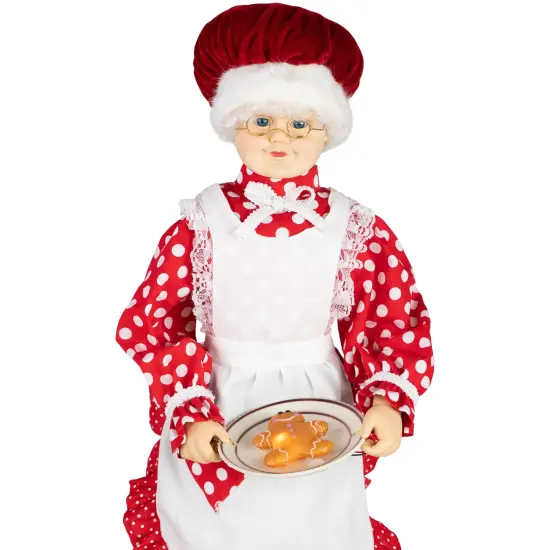Northlight 24" Animated and Musical Mrs. Claus with Gingerbread Cookie Christmas Figure Red {4}
