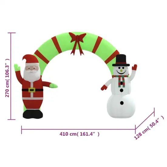 106.3" Christmas Inflatable Santa & Snowman Arch Gate with LED Lights {3}