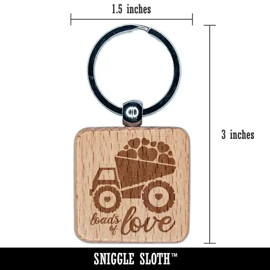 Loads of Love Construction Truck Valentine's Day Engraved Wood Square Keychain Tag Charm {2}