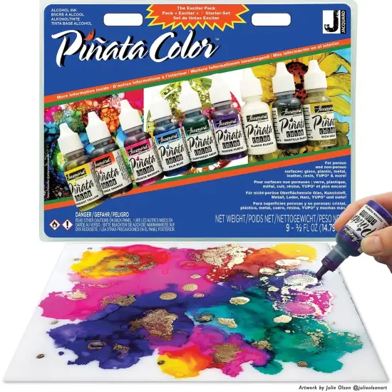 Jacquard Alcohol Ink Set - Pinata Color Exciter Pack - Highly Saturated - Acid-Free - 9 Assorted Colors Half Ounce {3}