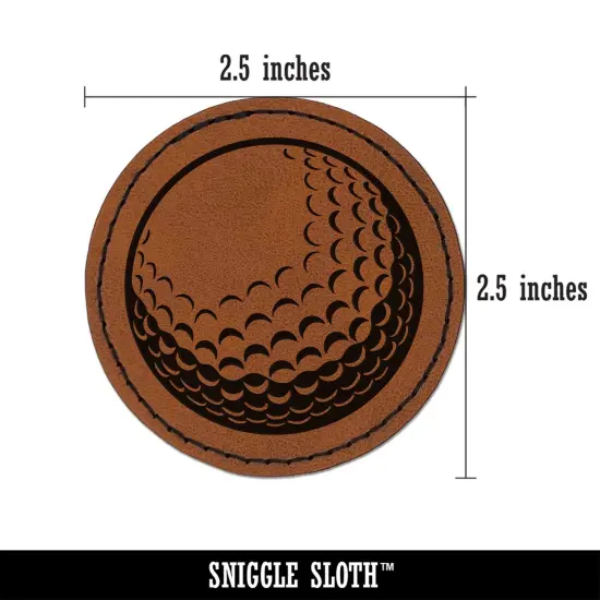 Golf Ball Sports Round Iron-On Engraved Faux Leather Patch Applique - 2.5" Brown {3}