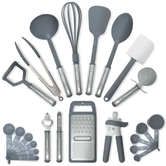 Cooking Utensil Set Stainless Steel 23 Piece Kitchen Tools . Grey {1}