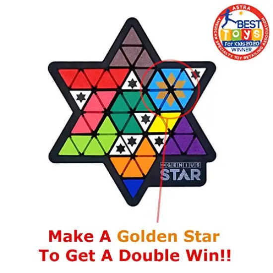 Toy of The Year Award Winning Family Board Game. 165,888 Possible Puzzles by Filling in Colored Shapes with Blockers to Complete A Star! Golden Star Twist! {4}