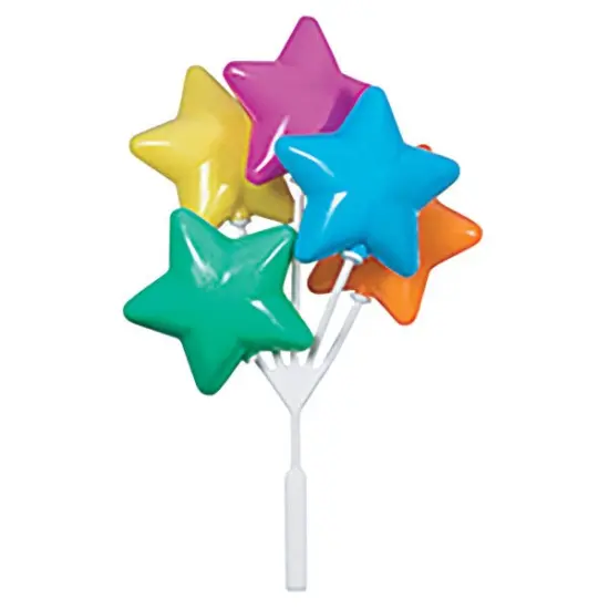 Bright Star Shaped Balloon Cluster DecoPics Cupcake Decoration, 12ct {1}