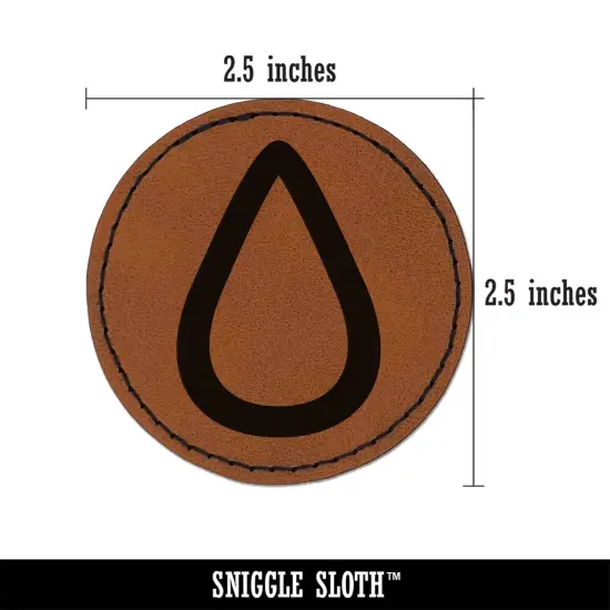 Hydrate Tracker Water Drop Outline Round Iron-On Engraved Faux Leather Patch Applique - 2.5" Brown {3}