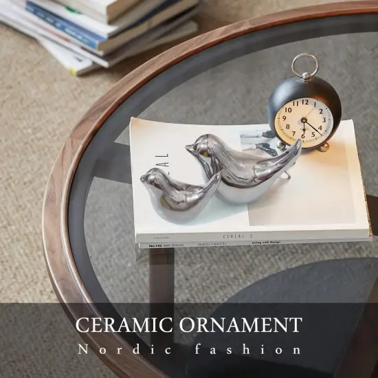 2 Pieces Small Birds Statues Home Decor Modern Style Birds Decorative Ornaments for Living Room, Bedroom, Office Desktop, Cabinets ( Silver Birds) {4}