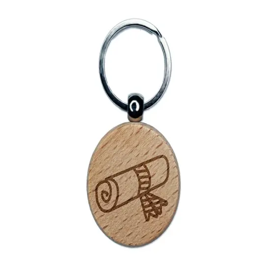 Diploma Graduation Doodle Engraved Wood Round Keychain Tag Charm {1}