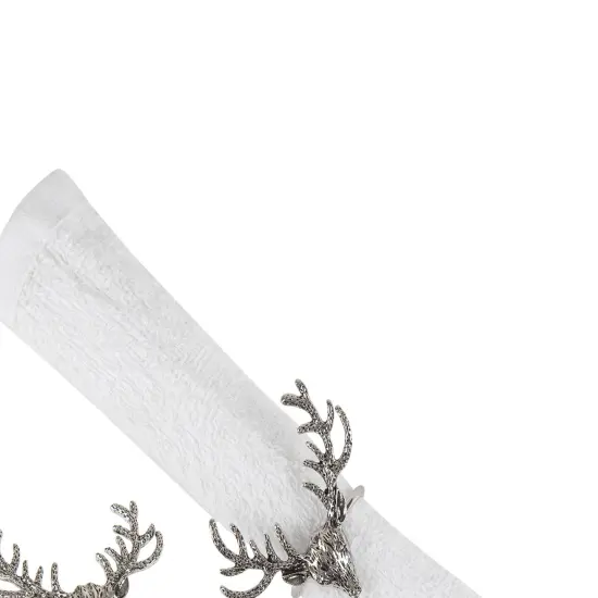 Silver Deer Head Decorative Napkin Ring Set of 4 {3}