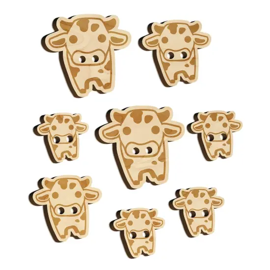 Cute Chibi Spotted Cow Wood Buttons for Sewing Knitting Crochet DIY Craft {7}
