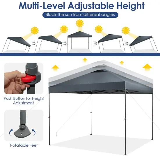 Foldable Outdoor Instant Pop-up Canopy with Carry Bag Grey {5}