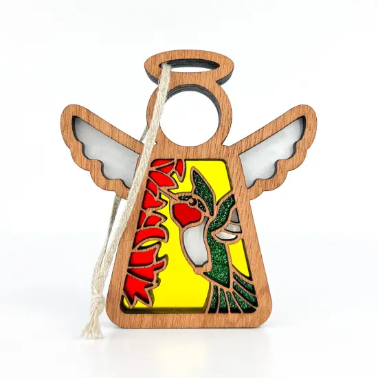 3.5" (H) Ruby-Throated Hummingbird Ornament - Handcrafted in Texas - Mother's Angels&reg; Christmas Angel Wings Figurine {1}