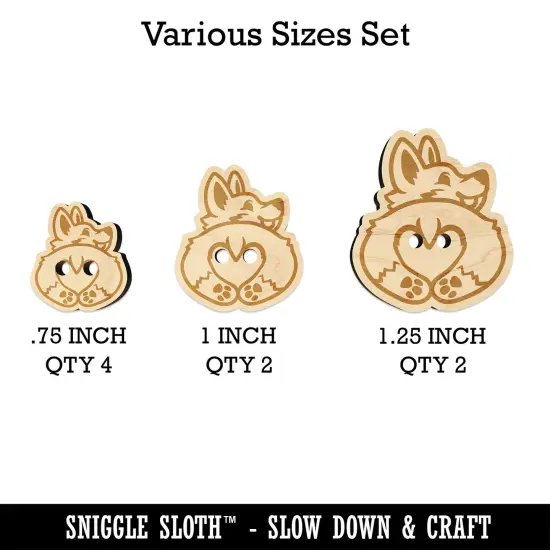 Cute Corgi with a Heart Butt Wood Buttons for Sewing Knitting Crochet DIY Craft {1}
