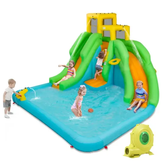 Kids Inflatable Water Park Bounce House with 480W Blower {3}