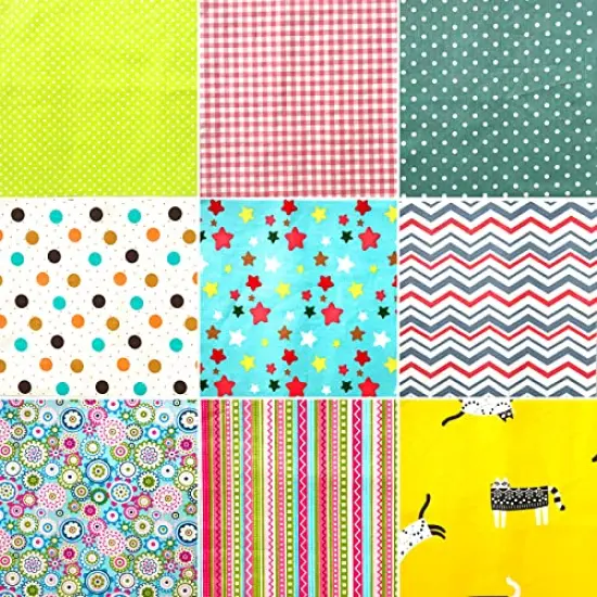 25 Piece Quilting Fabric, Misscrafts 8" x 8" (20cm x 20cm) Cotton Craft Fabric Bundle Patchwork Pre-Cut Quilt Squares for DIY Sewing Scrapbooking Quilting Dot Pattern {6}