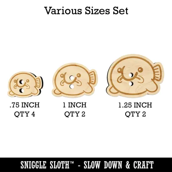 Kawaii Sad Blobfish Wood Buttons for Sewing Knitting Crochet DIY Craft {1}