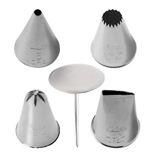Cake Decorating Tips and Flower Nail Set, 5-Pieces {1}