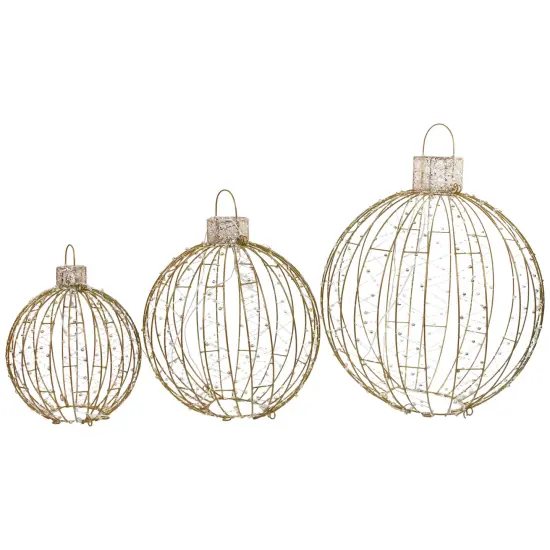 Northlight LED Lighted Hanging Ornaments Outdoor Christmas Decoration - Set of 3 Gold {4}