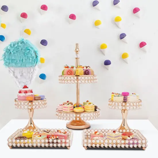 9Pcs Gold Cake Stand Set for Wedding Party and Dessert Decor {2}