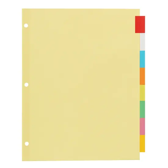 Office Essentials Insertable Plastic Tab Dividers for 3 Ring Binders, 8-Tab Sets, Multicolor Tabs, 12 Sets (21941) {3}