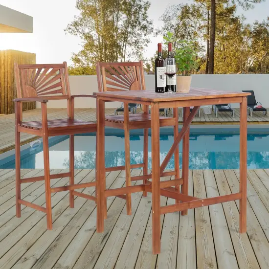 3 Pieces Patio Bar Set with 2 Bar Stools and 1 Bar Table {1}