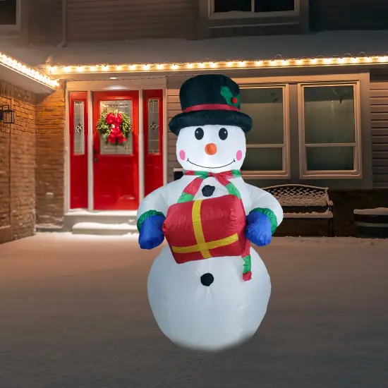 Northlight Lighted Inflatable Snowman Outdoor Christmas Decoration - 5' - White Lights {3}