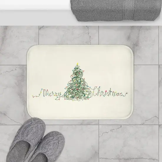 Christmas Tree Lights Bath Mat for Festive Home Decor {2}