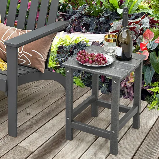 14 Inch Square Weather-Resistant Adirondack Side Table Grey {2}