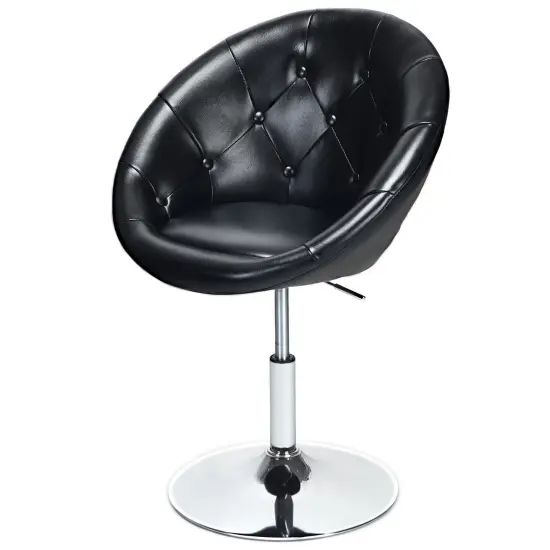 1 Piece Adjustable Modern Swivel Round Tufted Black {3}