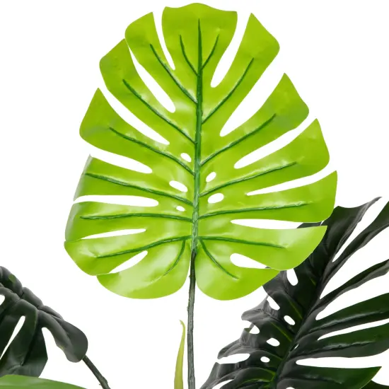 Northlight Potted Artificial Monstera Plant - 4' - Two Tone Green {5}