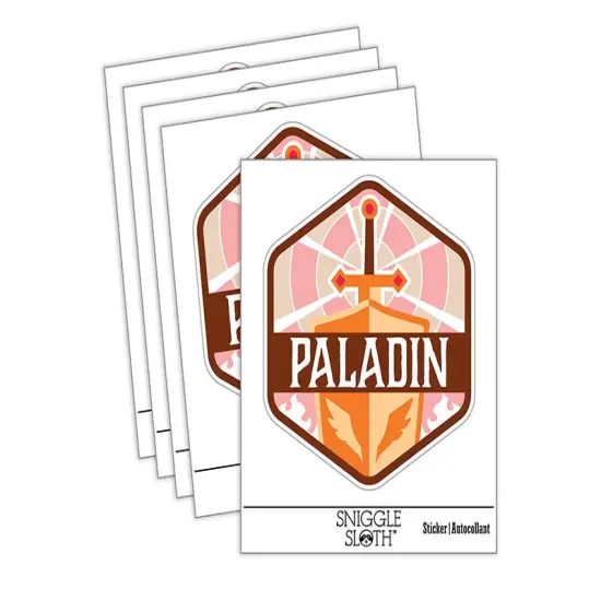 RPG Class Paladin Games Fantasy Gaming Waterproof Vinyl Phone Tablet Laptop Water Bottle Sticker Set - 5 Pack {2}