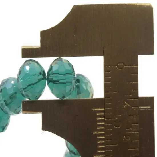 35 8mm x 7mm Green Faceted Rondelle Glass Beads {4}