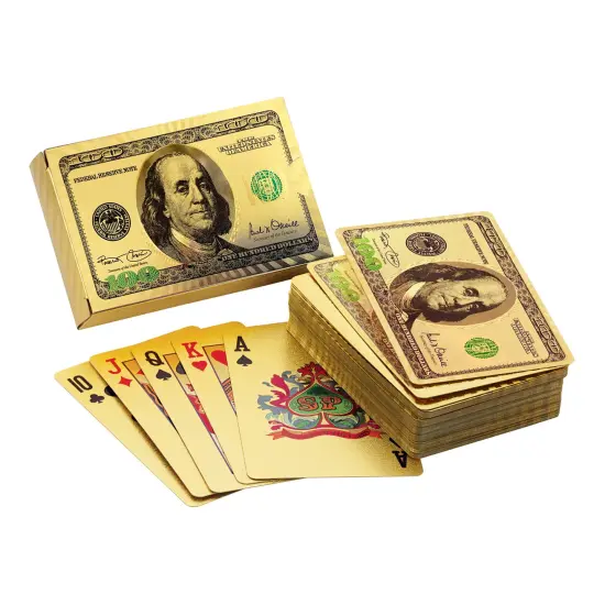 Franklin Silver Foil 100 Bill and Gold Foil Playing Card Set {2}