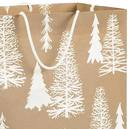 Hallmark Recyclable Holiday Gift Bags (8 Bags: 3 Small 6", 3 Medium 9", 2 Large 13") Kraft Brown with Snowflake, Plaid and Trees for Christmas, Hanukkah, Weddings, Birthdays, Brown Kraft, White Snowflake, Rustic Plaid, Trees, Assorted (0005XGB1417) {4}