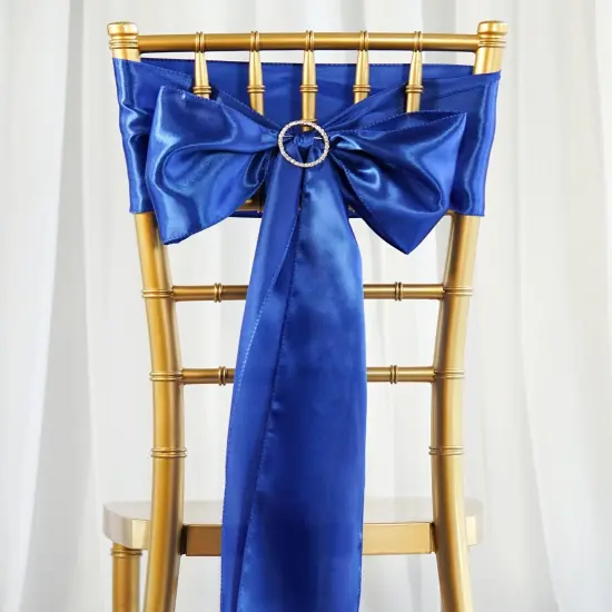 10Pcs Satin Chair Sashes for Wedding Reception Decor Royal blue {1}