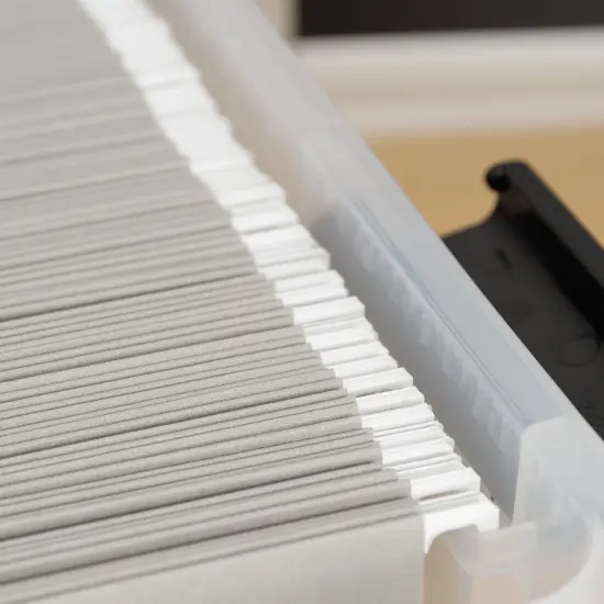 IRIS USA Letter Legal Size File Box 32qt WEATHERPRO Airtight Plastic Storage Bin with Lid and Seal and Secure Latching Buckles {4}