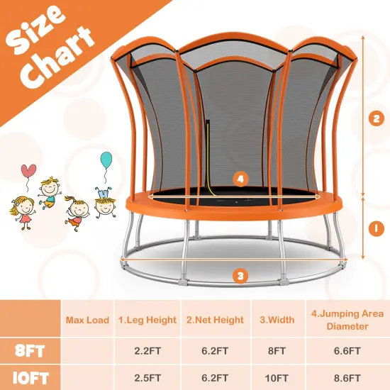 Unique Flower Shape Trampoline with Galvanized Steel Frame Orange {3}