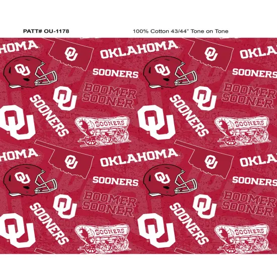 Sykel Enterprises-University of Oklahoma Cotton Fabric-Oklahoma Sooners Tone On Tone Cotton Quilting Fabric {1}