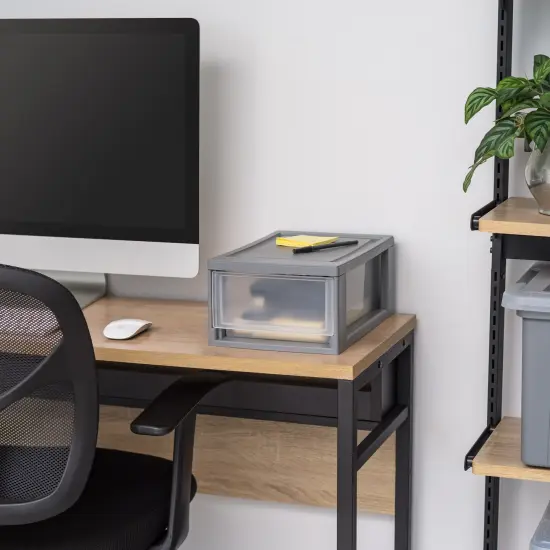 IRIS USA 5Pack Stackable Storage Drawer Box for Closet, School supplies, Gray {3}