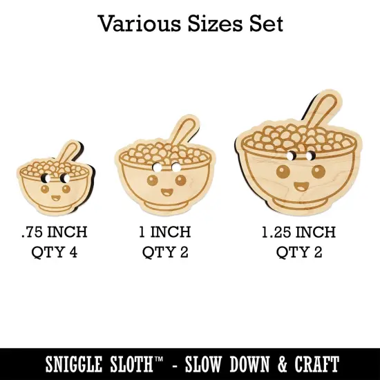 Kawaii Cute Bowl of Cereal Wood Buttons for Sewing Knitting Crochet DIY Craft {1}
