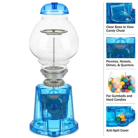 Blue Gumball Machine for Kids Girls Gumball Bank Candy Dispenser for Home, Bar, Carnival Party Candyland Party Favors {2}