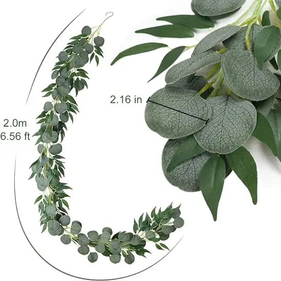 Artificial Eucalyptus Garland with Willow Leaves Fake Greenery Vine Wedding Table Decoration Silver Dollar Runner {4}