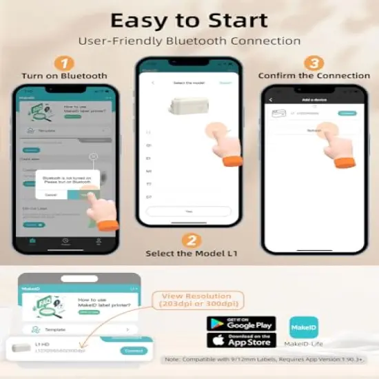 Label Maker Machine with Tape - Compatible with 9/12/16mm Waterproof Tape, Portable & Rechargeable with Built-in Cutter Wireless Label Printer Compatible with Android & iOS Devices {5}