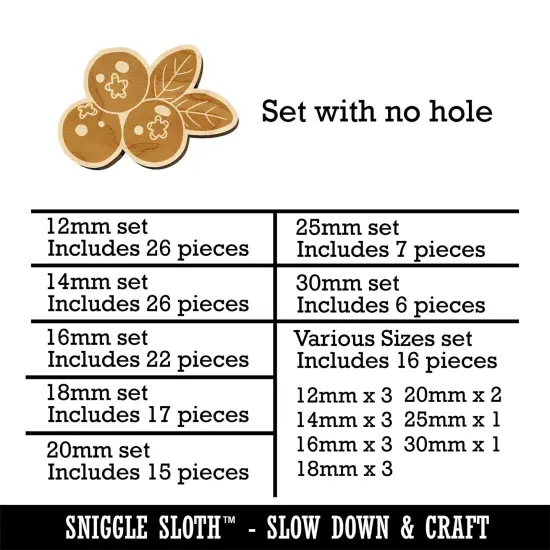 Cranberry Cranberries Trio Mini Wood Shape Charms Jewelry DIY Craft {1}