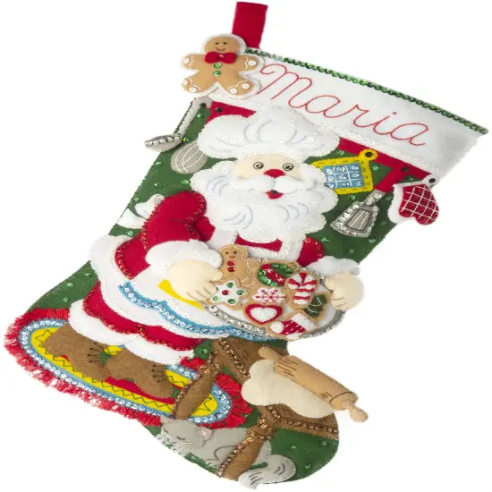 Bucilla Felt Stocking Applique Kit 18" Long-Gingerbread Santa {2}